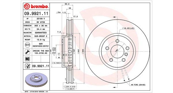 MAGNETI MARELLI Тормозной диск 360406068500